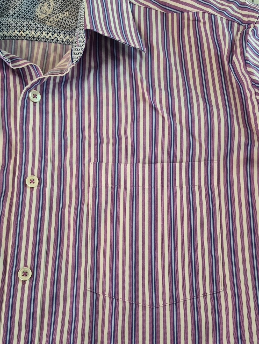 Bugatchi Uomo Classic Fit Multicolored Striped Button Front Shirt - Picture 6 of 7